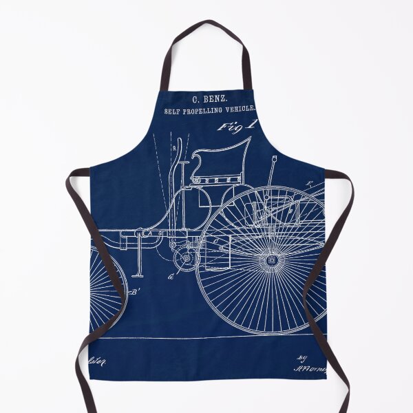 Item preview, Benz 1888 self propelling vehicle, original patent drawing Slate Blue background designed and sold by QualitySolution.