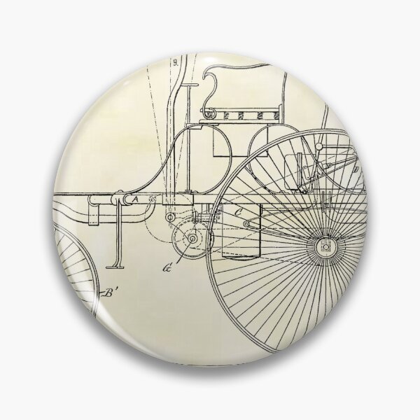 Item preview, Benz 1888 self propelling vehicle, original patent drawing parchment background designed and sold by QualitySolution.