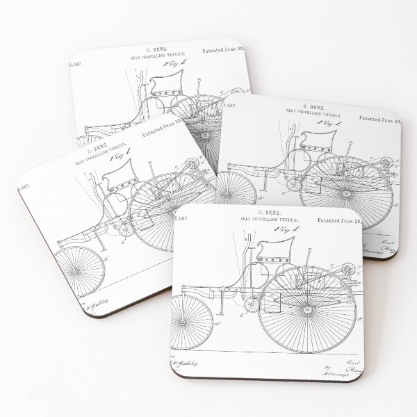 Item preview, Benz 1888 self propelling vehicle, original patent drawing original white background designed and sold by QualitySolution.
