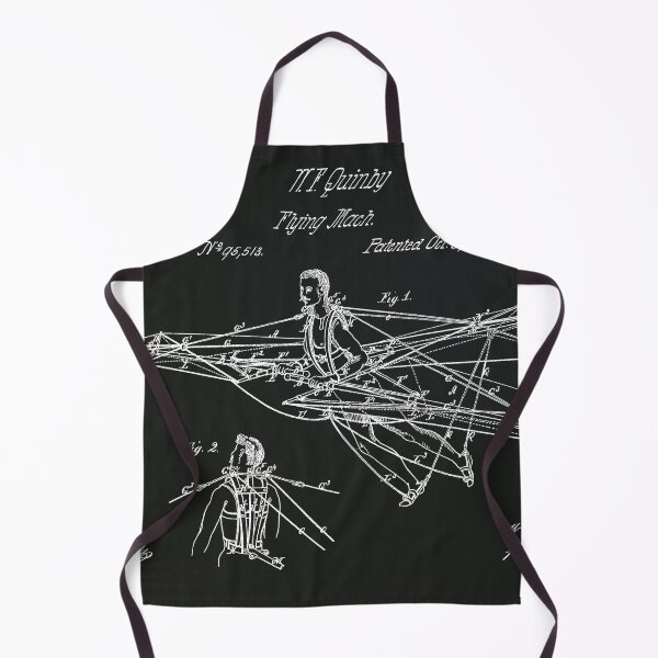 Item preview, Man Power 1869 Flying Machine, original patent drawing marbled black background designed and sold by QualitySolution.
