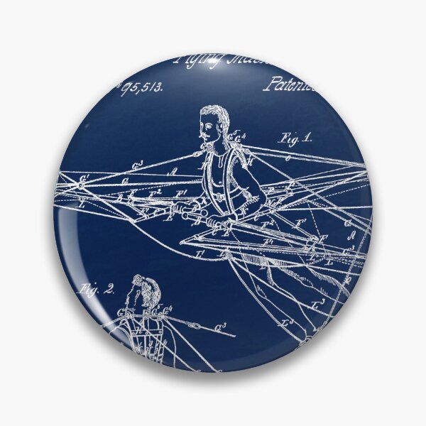 Item preview, Man Power 1869 Flying Machine, original patent drawing Slate Blue background designed and sold by QualitySolution.
