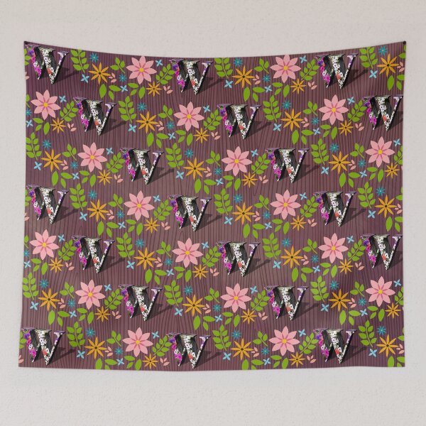 Item preview, Pattern of Flowers and Letter W designed and sold by MoSaid.