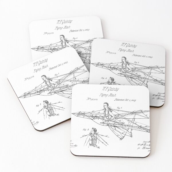 Item preview, Man Power 1869 Flying Machine, original patent drawing white background designed and sold by QualitySolution.