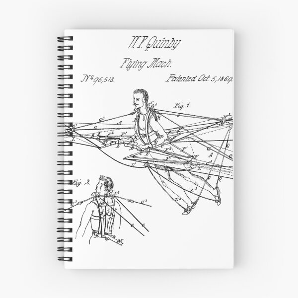 Item preview, Man Power 1869 Flying Machine, original patent drawing white background designed and sold by QualitySolution.