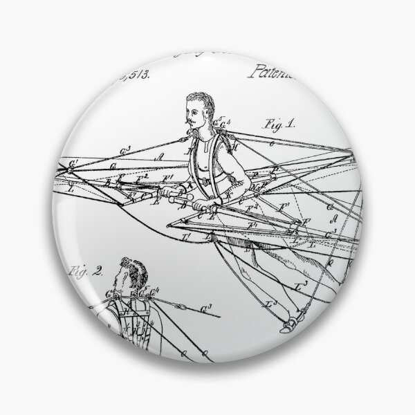 Item preview, Man Power 1869 Flying Machine, original patent drawing white background designed and sold by QualitySolution.