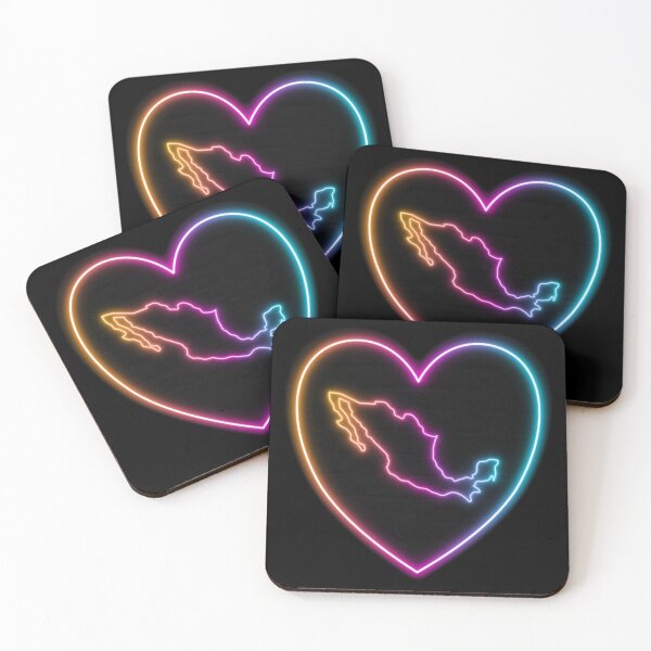 Item preview, Mexico Multicolor Neon Outline in a Retrowave Heart designed and sold by dylanxh.