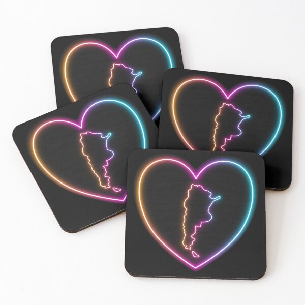 Item preview, Argentina Multicolor Neon Outline in a Retrowave Heart designed and sold by dylanxh.