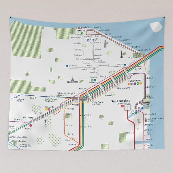Item preview, San Francisco City Rail Map Square designed and sold by AnsgarVollmer.