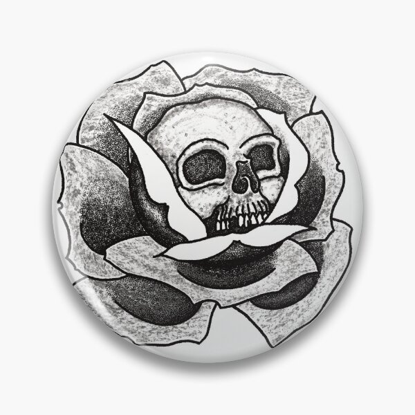 Item preview, Black rose of death. Skull in rose black and white.  designed and sold by Elixerdesign.