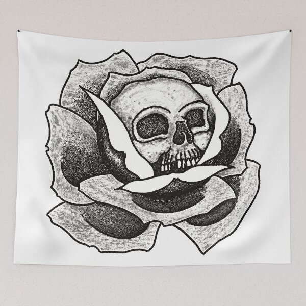 Item preview, Black rose of death. Skull in rose black and white.  designed and sold by Elixerdesign.