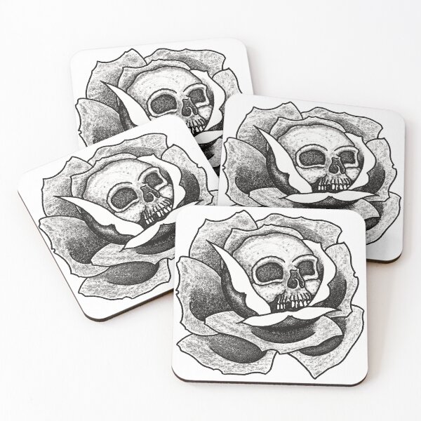 Item preview, Black rose of death. Skull in rose black and white.  designed and sold by Elixerdesign.