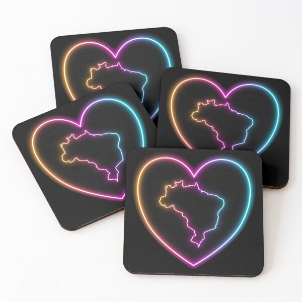 Item preview, Brazil Multicolor Neon Outline in a Retrowave Heart designed and sold by dylanxh.