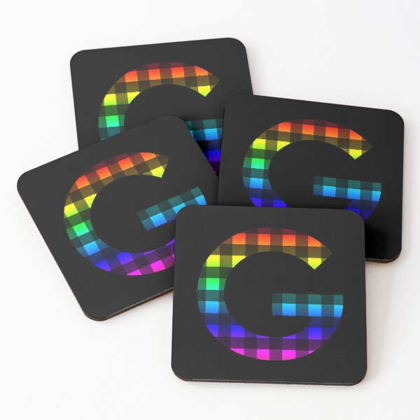 Item preview, The Letter G - Monogram in Rainbow and Black Buffalo Plaid designed and sold by Bumblefuzzies.