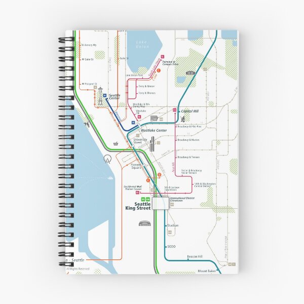 Item preview, Seattle City Rail Map Square designed and sold by AnsgarVollmer.