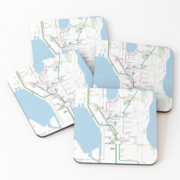 Item preview, Seattle City Rail Map Square designed and sold by AnsgarVollmer.