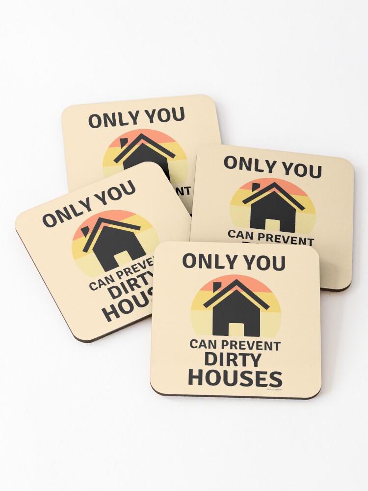 Thumbnail 1 of 5, Coasters (Set of 4), Prevent Dirty Houses Fun Cleaning Lady Gifts designed and sold by SavvyCleaner.