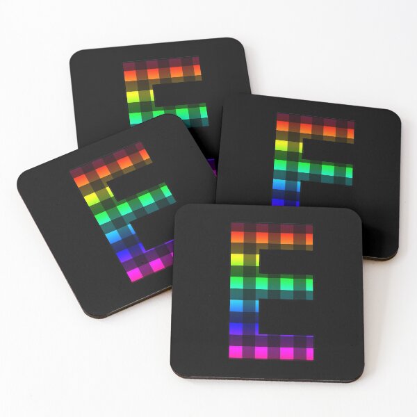 Item preview, The Letter E - Monogram in Rainbow and Black Buffalo Plaid designed and sold by Bumblefuzzies.