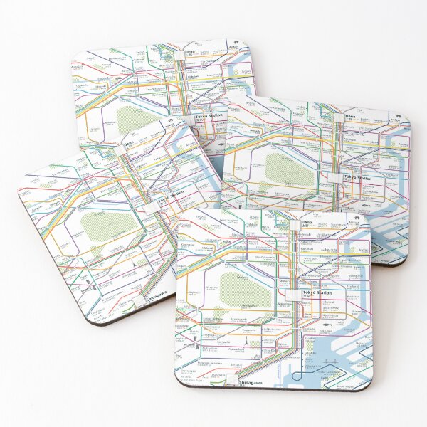 Item preview,  Tokyo City Rail Map Square designed and sold by AnsgarVollmer.