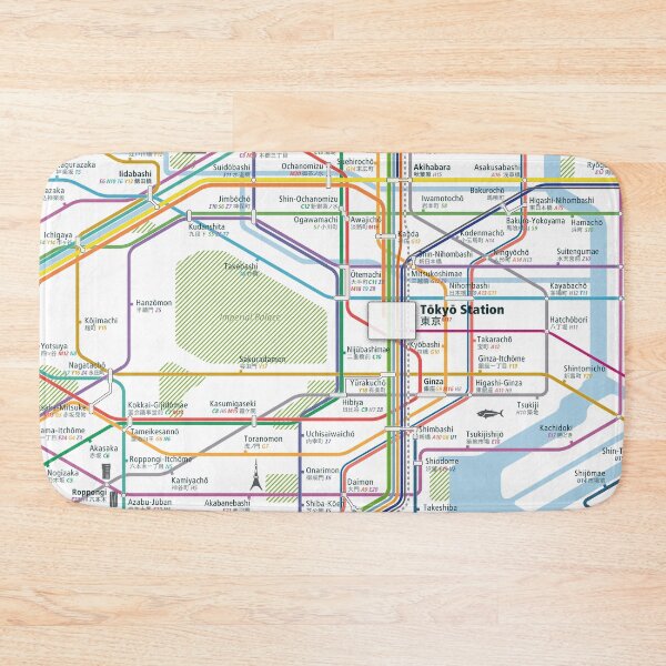 Item preview,  Tokyo City Rail Map Square designed and sold by AnsgarVollmer.