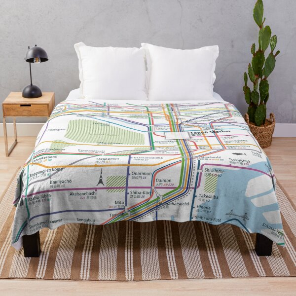 Item preview,  Tokyo City Rail Map Square designed and sold by AnsgarVollmer.