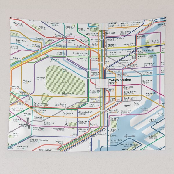 Item preview,  Tokyo City Rail Map Square designed and sold by AnsgarVollmer.