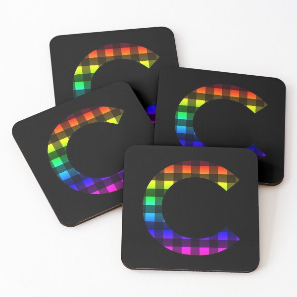 Item preview, The Letter C - Monogram in Rainbow and Black Buffalo Plaid designed and sold by Bumblefuzzies.