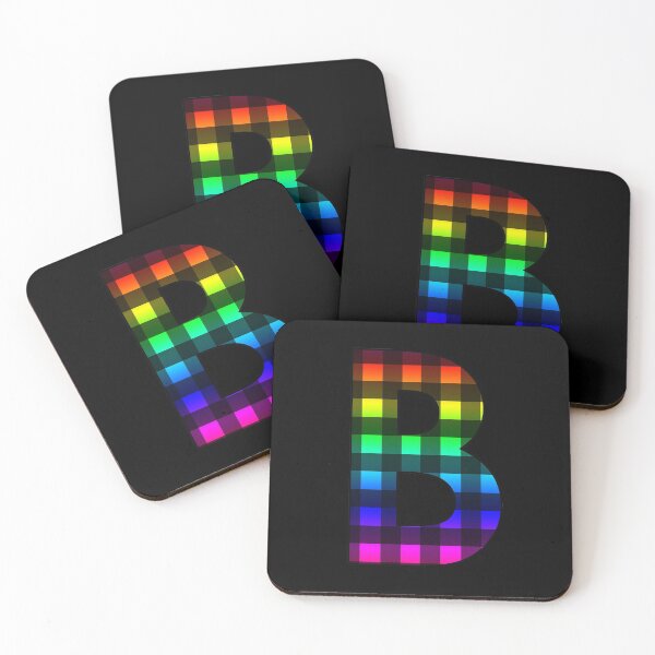 Item preview, The Letter B - Monogram in Rainbow and Black Buffalo Plaid designed and sold by Bumblefuzzies.