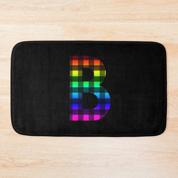Item preview, The Letter B - Monogram in Rainbow and Black Buffalo Plaid designed and sold by Bumblefuzzies.