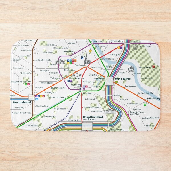Item preview, Vienna City Rail Map Square designed and sold by AnsgarVollmer.