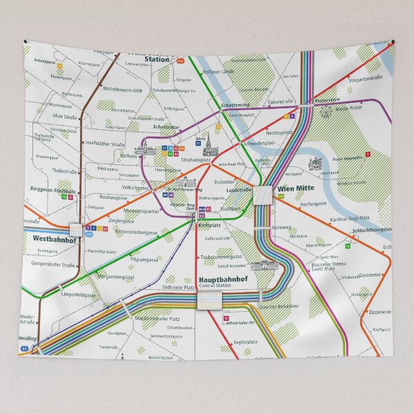 Item preview, Vienna City Rail Map Square designed and sold by AnsgarVollmer.