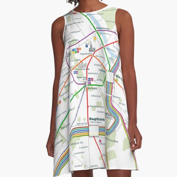 Vienna City Rail Map Square A-Line Dress