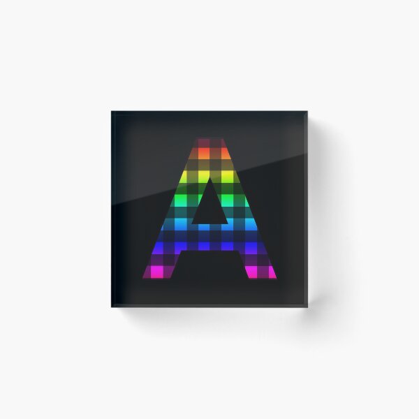 Item preview, The Letter A - Monogram in Rainbow and Black Buffalo Plaid designed and sold by Bumblefuzzies.