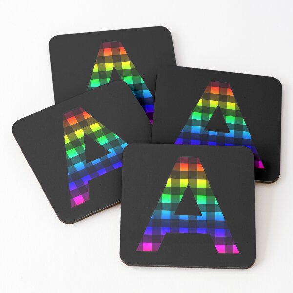 Item preview, The Letter A - Monogram in Rainbow and Black Buffalo Plaid designed and sold by Bumblefuzzies.