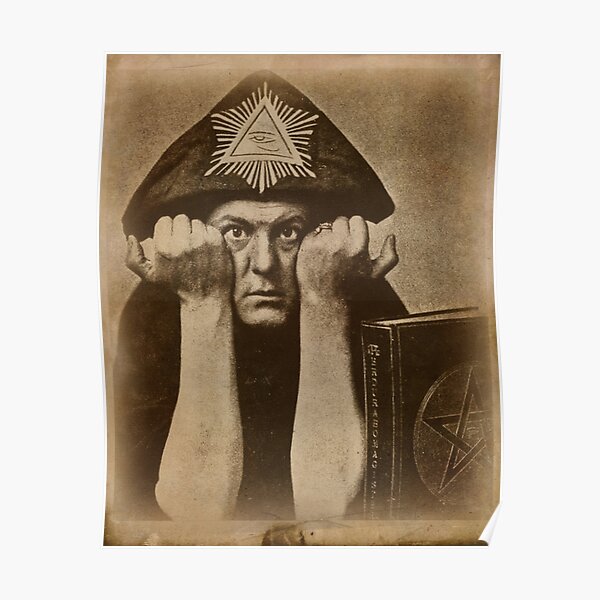 Aleister Crowley occultist with magick book Poster