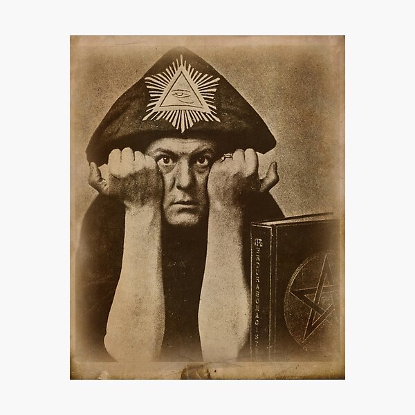 Aleister Crowley occultist with magick book Photographic Print
