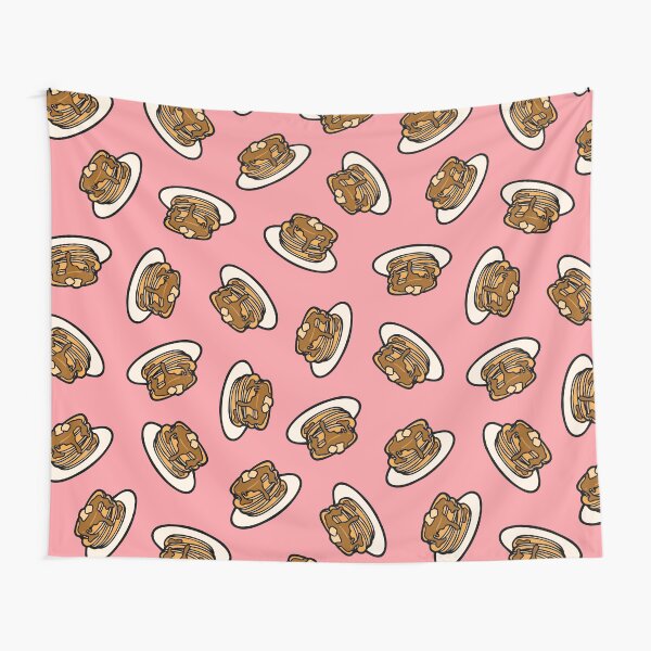 Pancakes with Butter and Syrup Pattern on Pink Tapestry