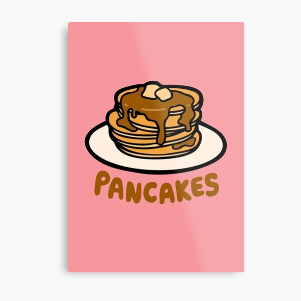 Pancakes with Butter and Syrup Pattern on Pink Metal Print