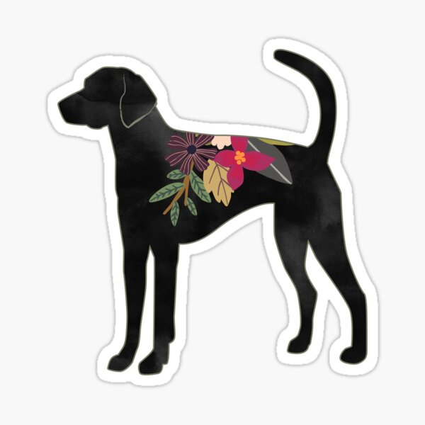 American Foxhound Dog Breed Bohemian Floral Silhouette Sticker