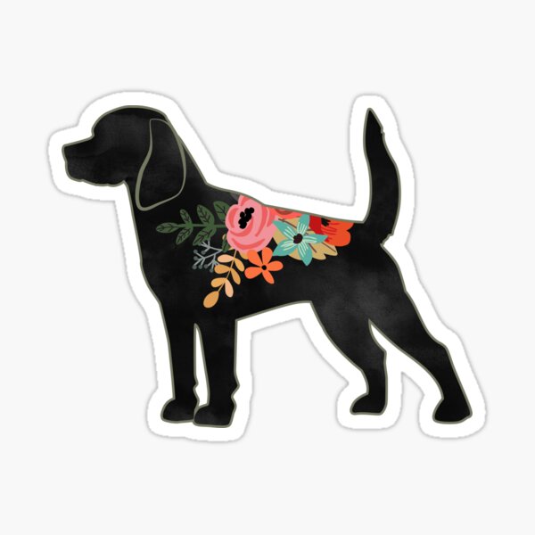 Beagle Dog Breed Bohemian Floral Silhouette Sticker