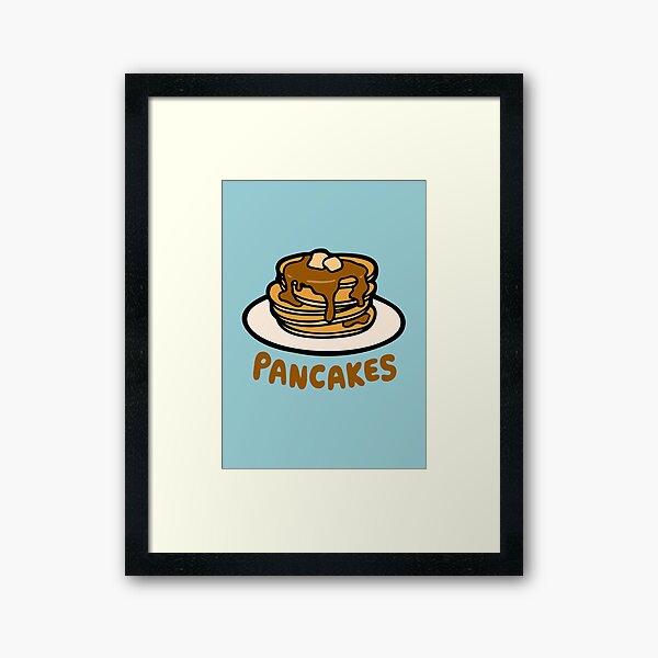 Pancakes with Butter and Syrup Pattern on Blue Framed Art Print