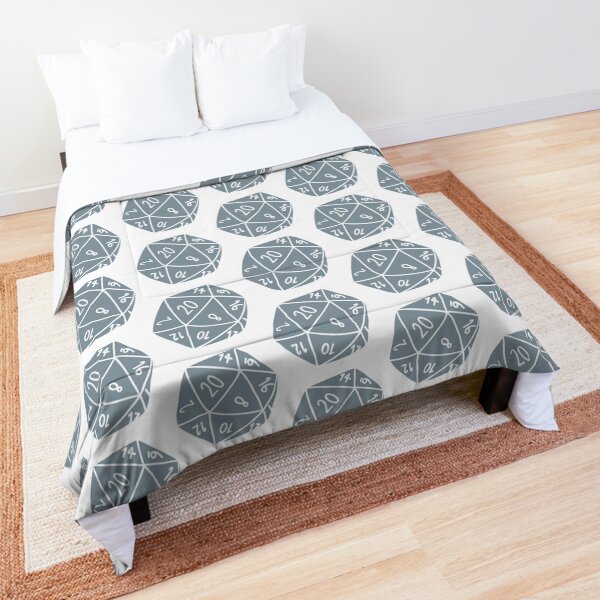 Grey/Blue D20 dice Comforter