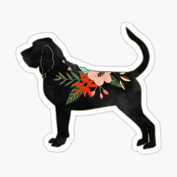 Bloodhound Dog Breed Bohemian Floral Silhouette Sticker