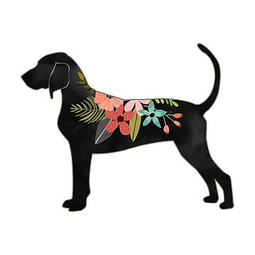 Artwork thumbnail, Bluetick Coonhound Dog Breed Bohemian Floral Silhouette by TriPodDogDesign