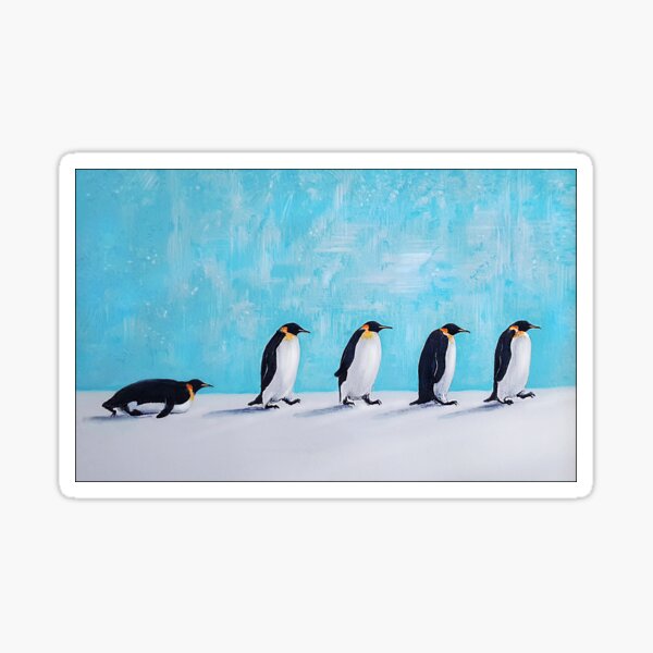 penguins march, aquarelle drawing Sticker
