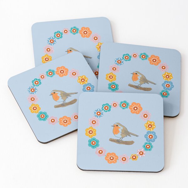 Item preview, Robins in a wreath of flowers designed and sold by CatMarek.