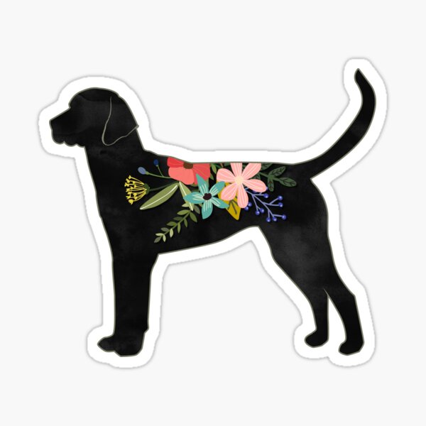 English Foxhound Dog Breed Bohemian Floral Silhouette Sticker