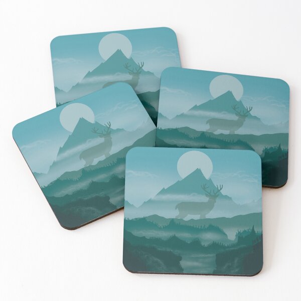 Item preview, Blue Giant Deer in a Misty Forest at sunset designed and sold by yessir1981.