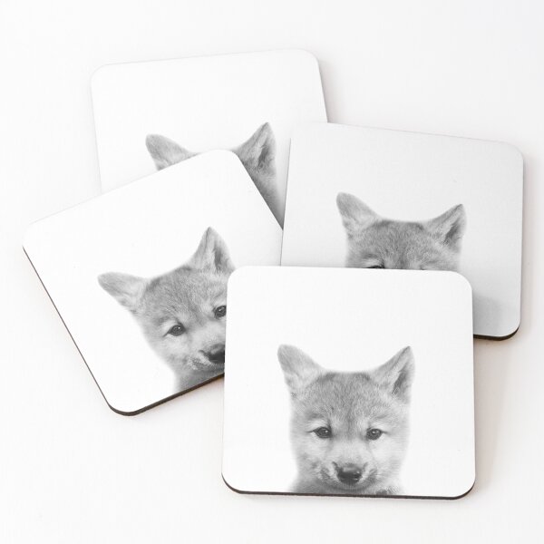 Item preview, Wolf Pup Black & White Art Print by Zouzounio Art designed and sold by zouzounioart.