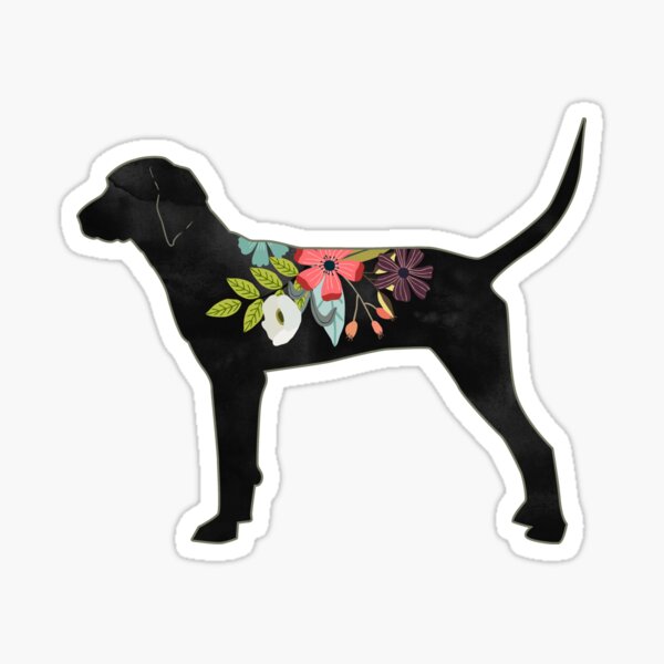 Redbone Coonhound Dog Breed Bohemian Floral Silhouette Sticker