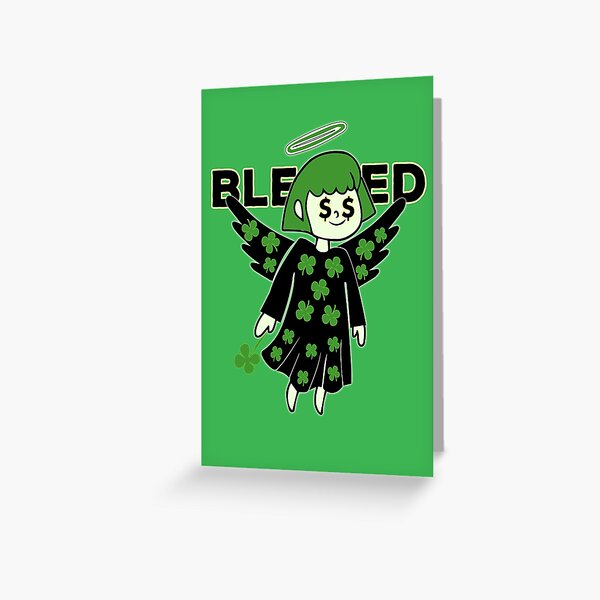 Lucky Clover Blessed Angel - Good Luck Charm Greeting Card